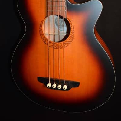 Luna Lab Tribal 34 Tobacco Burst Acoustic Electric Bass Guitar - Free Shipping! image 1