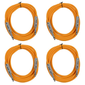 4 Pack of 10 Foot 1/4" TS Patch Cables 10' Extension Cords Jumper - Orange & Orange image 1