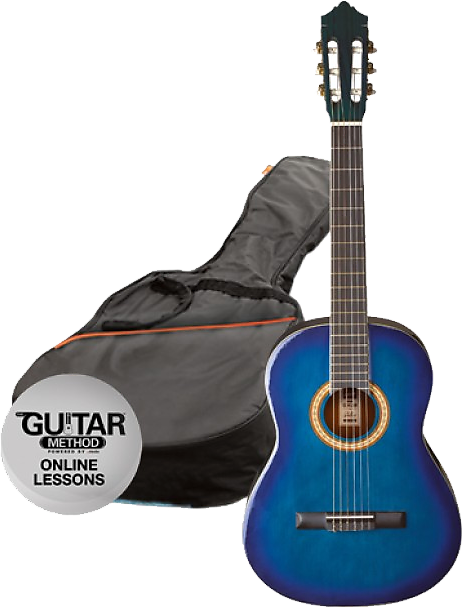 Ashton CG44TBB Full Size Classical Guitar Starter Pack Blueburst Reverb