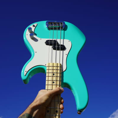 G&L USA Fullerton Deluxe SB-1 Turquoise/Maple 4-String Electric Bass Guitar w/ Gig Bag NOS image 1