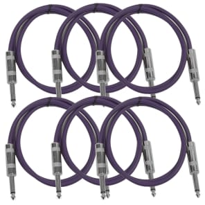 Seismic Audio SASTSX-2PURPLE-6PK 1/4" TS Patch Cable - 2' (6-Pack)