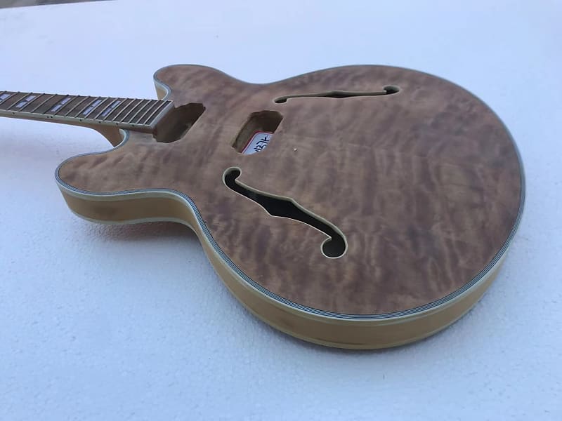 Unfinished Semi Hollow Jazz Guitar Body with Neck and Reverb