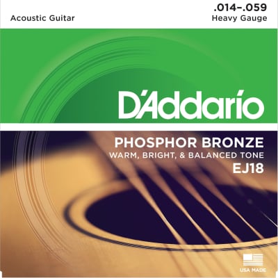 2 Sets D'Addario EJ18 Phosphor Bronze Acoustic Guitar Strings Heavy 14-59 image 1