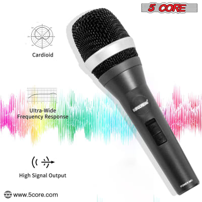 5 Core Professional Dynamic Microphone Cardioid Unidirectional Handheld Vocal Mic 3 Piece Karaoke for Singing Wired Microfono with Detachable 12ft XLR Cable, Mic Clip, Carry Bag 5C-POWER 3PCS image 10