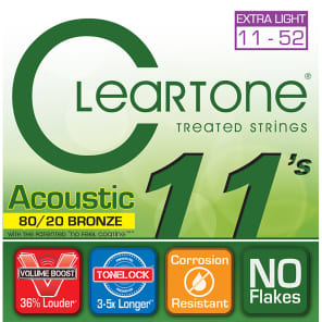 Cleartone Custom Light Gauge 80/20 Bronze Coated Acoustic Strings (11-52)