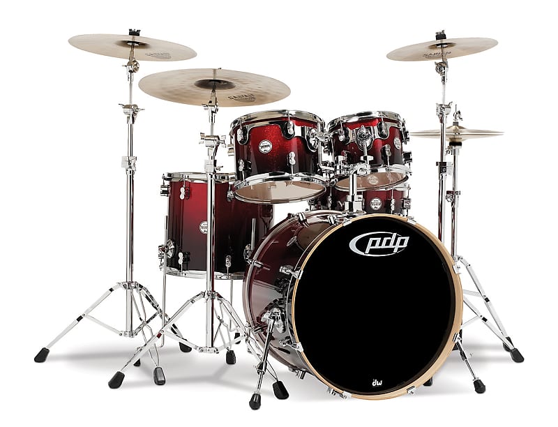 PDP Concept Maple 5pc Drum Kit - Red to Black Fade image 1