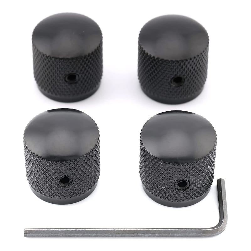 Black Domed Barrel Knobs Knurled Volume Tone Knob for P | Reverb