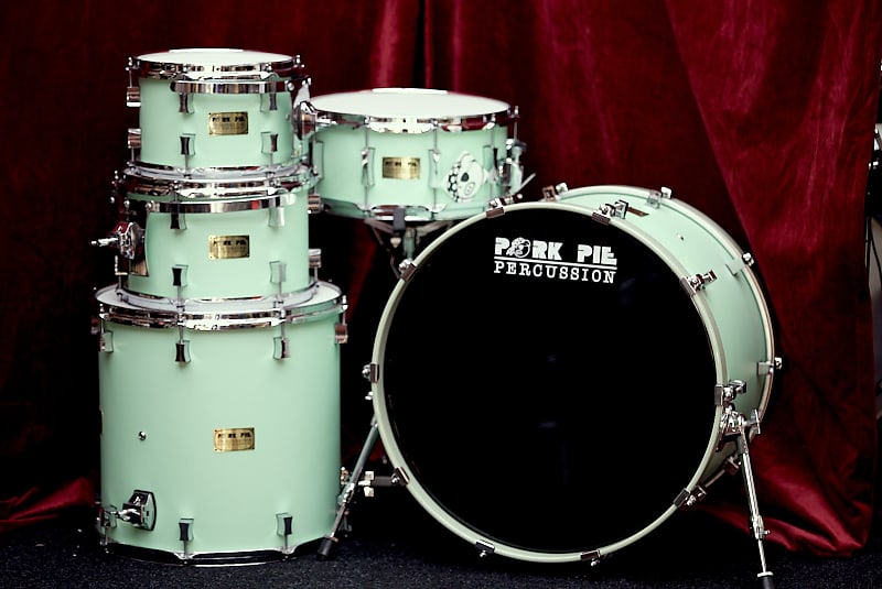 Pork Pie Percussion 5-Piece Custom 8-Ply Maple Drum Set (10/12/16/22/6.5x14") in Sea Foam Green image 1