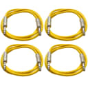 4 Pack of 1/4" TRS Patch Cables 2 Feet Extension Cords Jumper - Yellow & Yellow