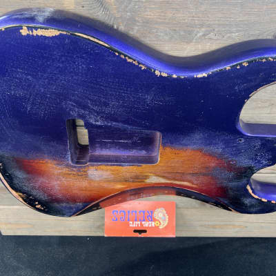 Real Life Relics Custom Class Strat® Stratocaster® Body Heavy Relic Metallic Purple Over Sunburst  #1  3 Lb 15 Oz image 9