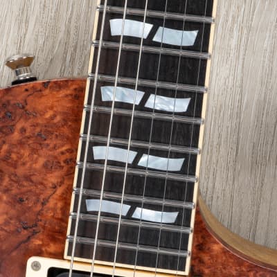 ESP USA Eclipse Guitar, Alnico II Pros, Black Limba, Open-Grain Redwood Burl Top image 9