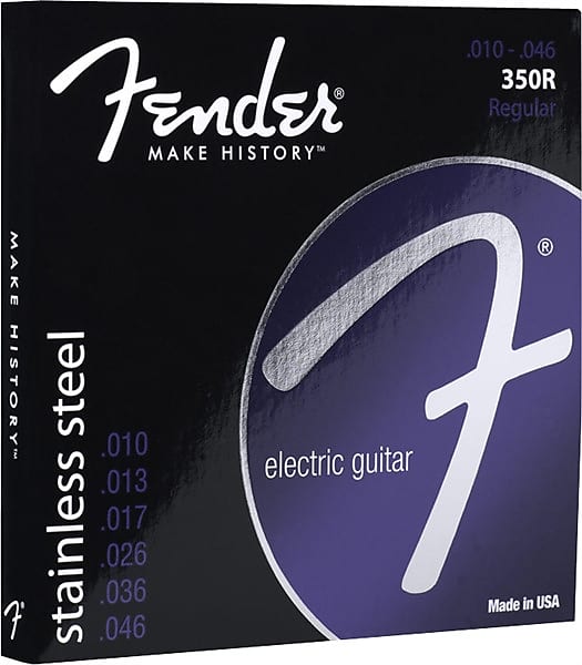 Fender® Stainless 350's Guitar Strings, Stainless Steel, Ball End, 350R Gauges .010-.046, (6) image 1