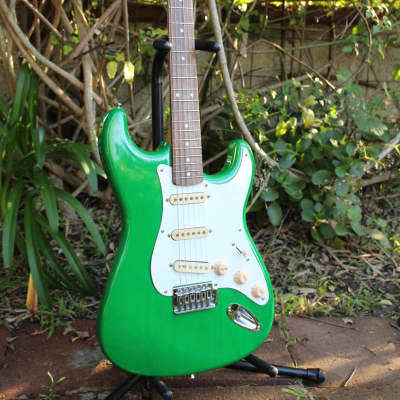 Johnson AXL S-Style Transparent Green Electric Guitar w/ Case & new Fender knobs image 3