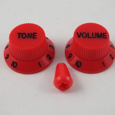 Red Volume & Tone Knobs + Matching Tip to fit Ibanez or Yamaha guitar
