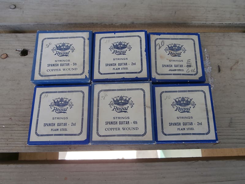 Lot of Six Vintage 1920's/1930's Regal Spanish Guitar  String Boxes w/ Strings, Packets! image 1