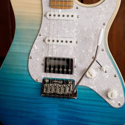 Jet Guitars JS-450Q TBL Transparent Blue HSS Electric Guitar image 3