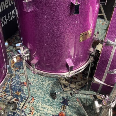 Frank Ferrer's Guns N Roses, Pork Pie, 2016 Drum Set, 24",16",14",13",12" Purple Sparkle. Signed! Authenticated! image 11