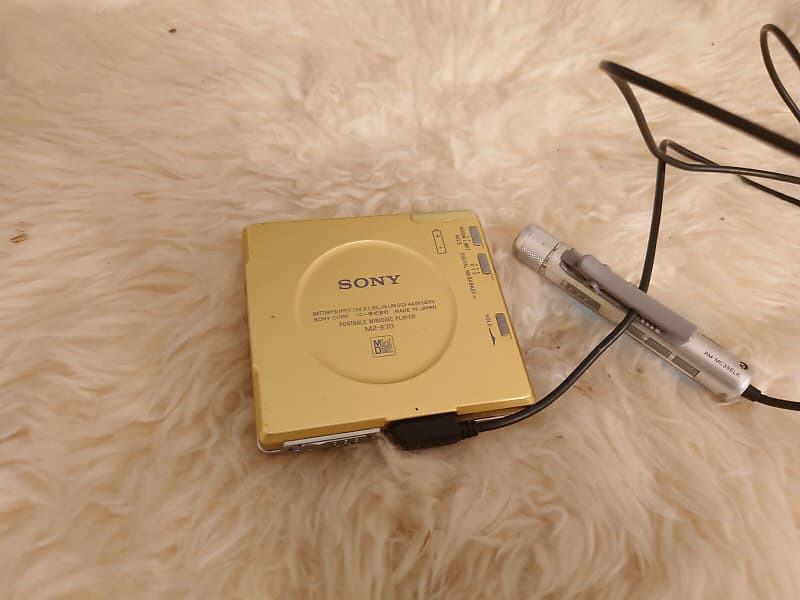 Rare yellow gold Sony md minidisc player MZ-E70 working | Reverb