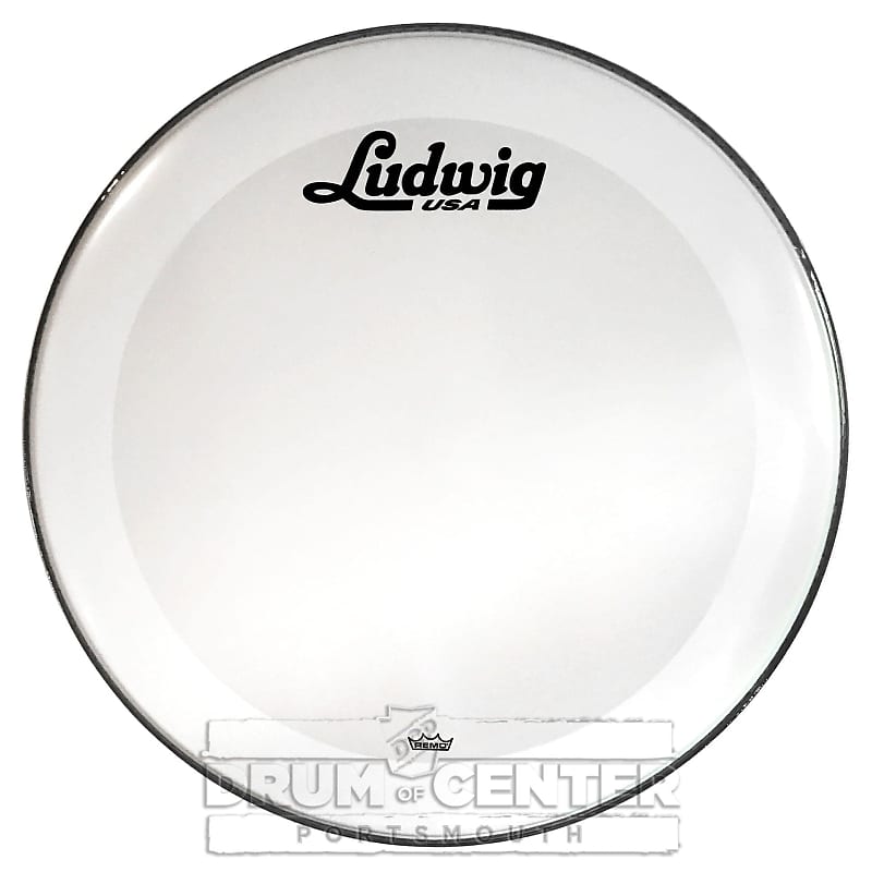 Ludwig Bass Drum Logo Head : 22" Powerstroke 3 Smooth White w/Script Logo image 1