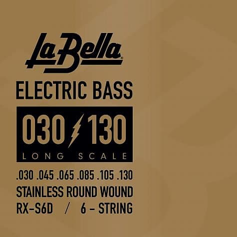 La Bella RX-S6D Stainless-Steel Bass Guitar strings, 6 String (30-130) image 1