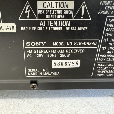 Sony STR-DB840 Receiver HiFi Stereo Vintage AVR Audiophile 5.1 Channel Phono image 6