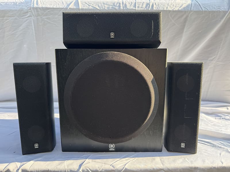 Yamaha YST-SW012 Subwoofer Home Theater System 3.1 Channel Front Speakers  Speakers are all fully working. All channels and functions tested. In good cosmetic condition. No remote.  			