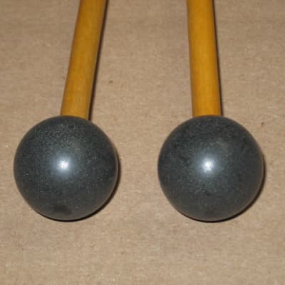 one pair of new old stock A+ Mike Balter MB10B (10B) Extra Hard Keyboard Mallets, 1 and 1/8" phenolic (plastic) round (gray color) HEADS and natural birch HANDLES - mid to late 1990s (+ packaging) Unwound Series image 17