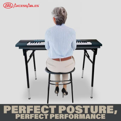 AxcessAbles KBS-BG Portable Folding Keyboard Stand Expandable 32" to 50"W 15"D Adjustable Height from 29" to 39" w/ Carrying Case for Transport and Storage image 8