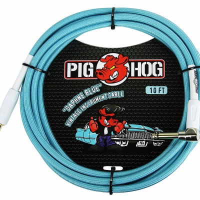 Pig Hog - PCH10DBR - 1/4" to 1/4" Right-Angle Guitar Cable - Daphne Blue - 10 ft. image 1