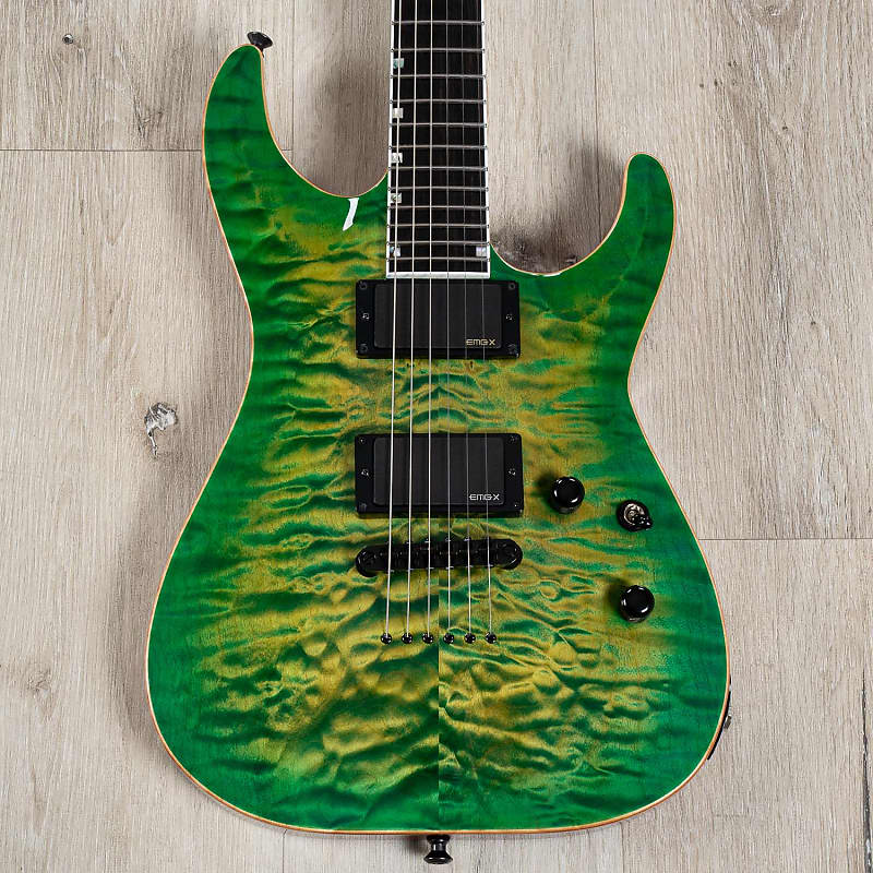 ESP USA Horizon-II Guitar, Quilt Maple Top, EMG 81-X / 85-X Pickups, Lime  Burst