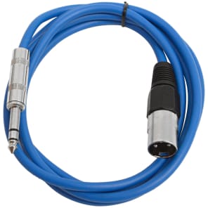 Seismic Audio SATRXL-M6BLUE XLR Male to 1/4" TRS Male Patch Cable - 6'