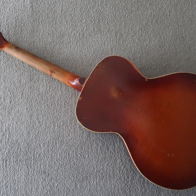 Vintage 1950 Kay Acoustic Guitar Redburst Fair Shape Worn Cracks Splits Beat Up Rare Waverly Tuners image 12