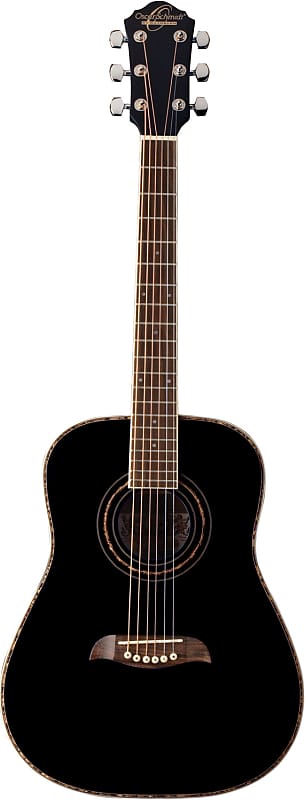 Oscar Schmidt OGHS 1/2 Dreadnought Left-Handed Acoustic Guitar Black image 1