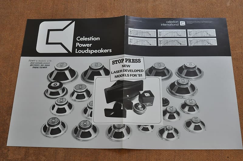 Celestion vintage catalog booklet brochure Fold out brochure w/specs on all speakers 1981 image 1