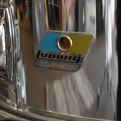 Vintage Ludwig Blue and Olive 1980s Chrome Over Wood 6.5x14 image 8