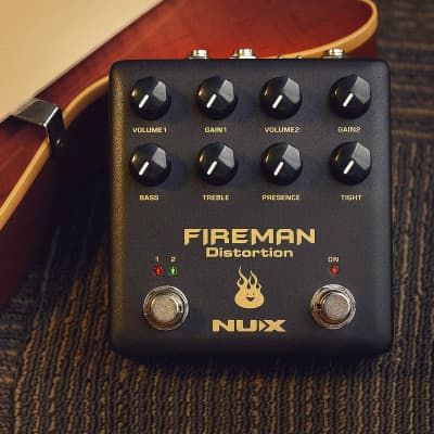 NUX Fireman Distortion Effect Pedal Dual Channel Brown Sound image 5