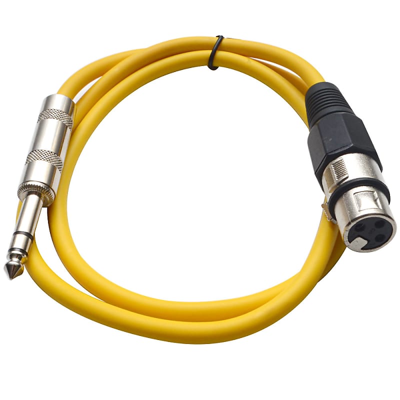 SEISMIC AUDIO Yellow 1/4" TRS XLR Female 2' Patch Cable image 1