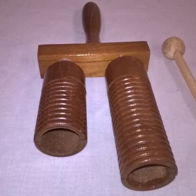 Wooden Double Agogo  Guiro with Mallet image 2