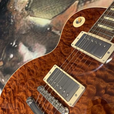 ROOT BEER 🍺! 2020 Gibson Custom Shop M2M Les Paul Standard '59 Historic Reissue Trans Brown Burst Sunburst Natural Walnut Back R9 1959 59 Figured F Quilt Q Top Full Gloss ABR-1 Killer Quilt Special Order 5A CustomBuckers Made To Measure Japan Supreme image 11