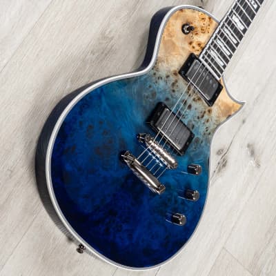 ESP E-II Eclipse Guitar, EMG 57TW / 66TW Pickups, Buckeye Burl Blue Natural Fade image 14