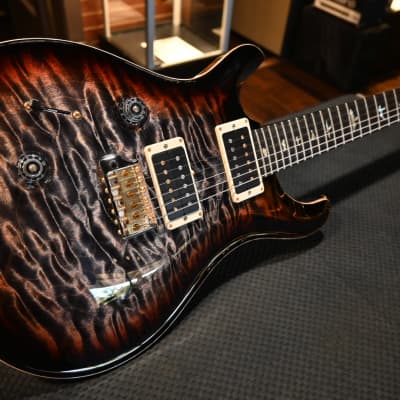 PRS Wood Library Custom 24 Lefty 10-Top Quilt One Piece Top Charcoal Tri-Color Burst #0411 image 4