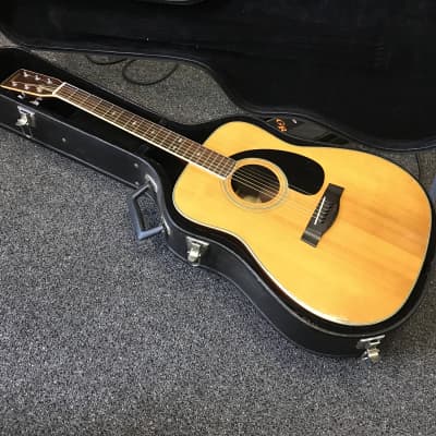 Yamaha FG-345 acoustic dreadnought guitar 1970s made in Taiwan with vintage hard case image 1