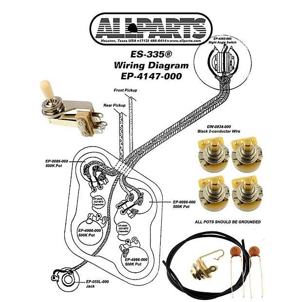 WIRING KIT For Gibson ES-335 Complete with Schematic Diagram Pots, Switch, Wires image 1