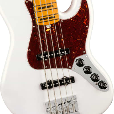 [PREORDER] Fender American Ultra 5-String Jazz Bass Guitar, Maple FB, Arctic Pearl image 4