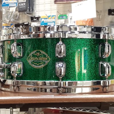 Tama SMS455T Starclassic Maple Snare Drum / Green Sparkle  5.5" × 14" image 1