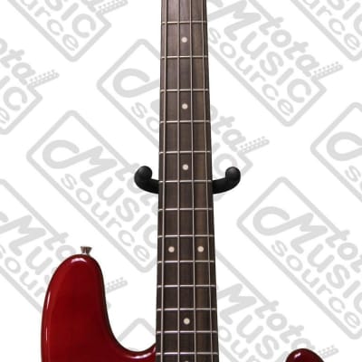 Oscar Schmidt by Washburn P-Style Electric Bass Guitar, Trans Red, OSB-400C TR image 9