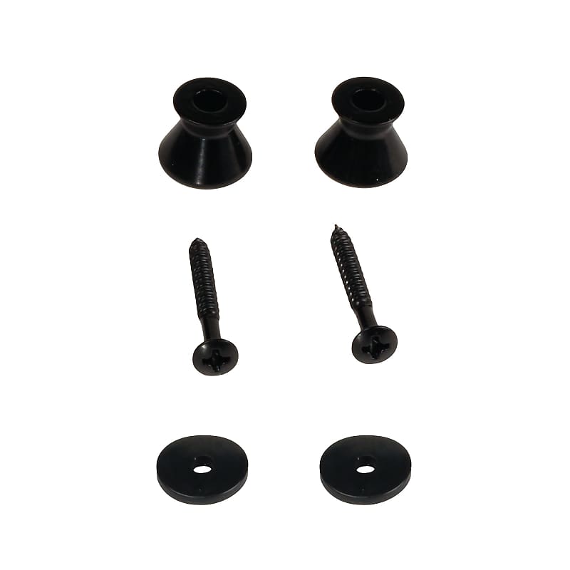 2 Pack of Black Guitar Strap Buttons for electric guitars - Universal fit image 1