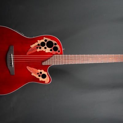 Ovation CE44-RR-G Celebrity Elite Ruby Red Acoustic Guitar Mid Bowl image 8