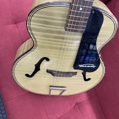 Harmony H1214 Archtone Acoustic Archtop Guitar 1950's - Blond with Faux Flame image 5