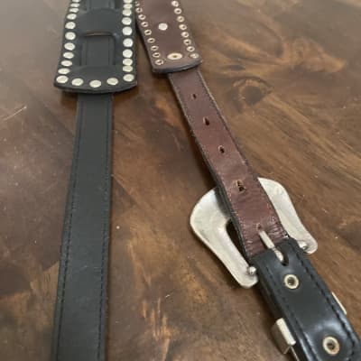 Csernl Straps Concho leather guitar strap  Black image 7